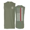 0058. American Flag Thin Red Line Firefighter Support Seal Men's Muscle Tank Sleeveles t Shirt (Olive Large) view 1