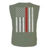 0058. American Flag Thin Red Line Firefighter Support Seal Men's Muscle Tank Sleeveles t Shirt (Olive Large) view 3