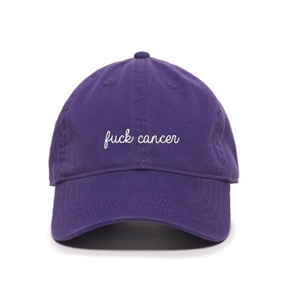 DSGN By DNA Fuck Cancer, Awareness Baseball Cap Embroidered Cotton Adjustable Dad Hat Purple