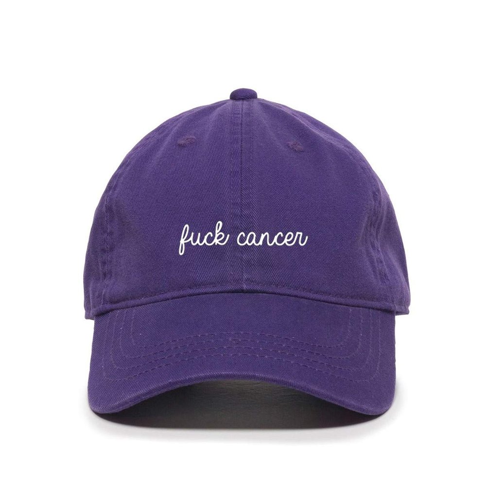 DSGN By DNA Fuck Cancer, Awareness Baseball Cap Embroidered Cotton Adjustable Dad Hat Purple