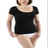ALBERT KREUZ Women's Short Sleeve Undershirt with Extra Wide and deep Scoop Neck for Broad Shoulders - Stretch Cotton Black XL view 1