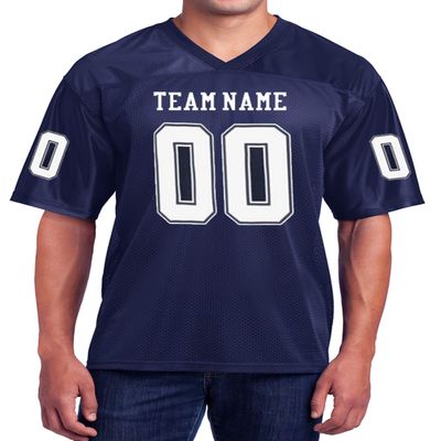 Custom Football Replica Team Jersey (X-Large, Navy - 2 Line)