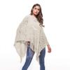 JJ-GOGO Poncho Coat For Women-Ladies Women Knitting Crochet Wings Bat Sweater Tassels Wrap Coat Shawl Poncho(XL) Off-White view 2