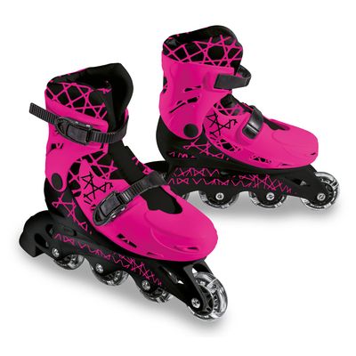Mondo 28514 Toys Line Adjustable Inline Skates-PVC Wheels-Roller Boys/Girls-Size M/mis. 33/36-28514, Solid, Rosanero, M