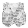 YONGHS Kids Boys Girls Shiny Sequins Hip Hop Jazz Dance Party Costume Stage Performance Vest Waistcoat Silver 10-12 view 1