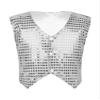 YONGHS Kids Boys Girls Shiny Sequins Hip Hop Jazz Dance Party Costume Stage Performance Vest Waistcoat Silver 10-12 view 3