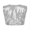YONGHS Kids Boys Girls Shiny Sequins Hip Hop Jazz Dance Party Costume Stage Performance Vest Waistcoat Silver 10-12 view 4
