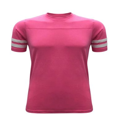 ILTEX Adult & Kids Sportswear Athlete Jersey | Crew Neck and Short Sleeve Stripes T-Shirt | Two Contrast Colors Stripes with Pure Cotton and Polyester (Pink, 6T)