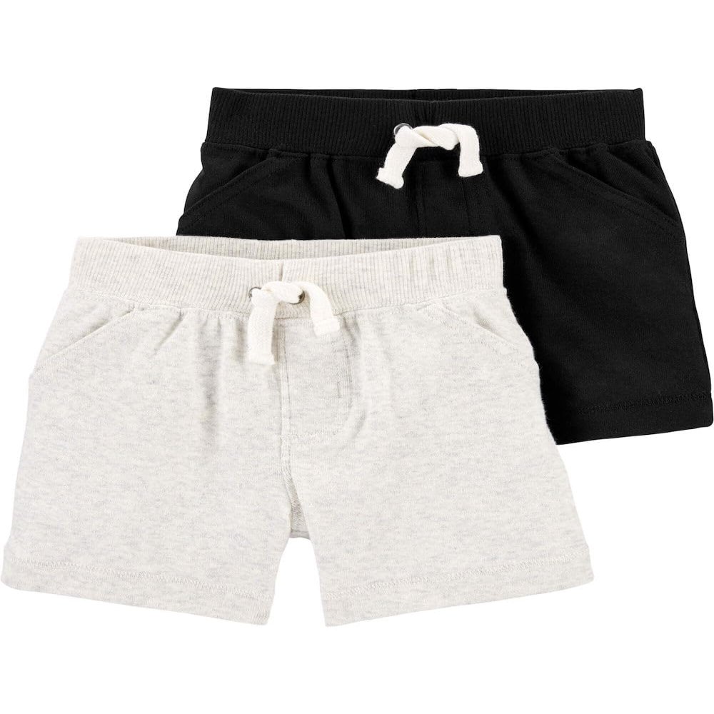 Carter's Baby Boys 2 Pack Pants, Heather/Black Shorts, 12 Months