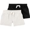 Carter's Baby Boys 2 Pack Pants, Heather/Black Shorts, 12 Months view 1