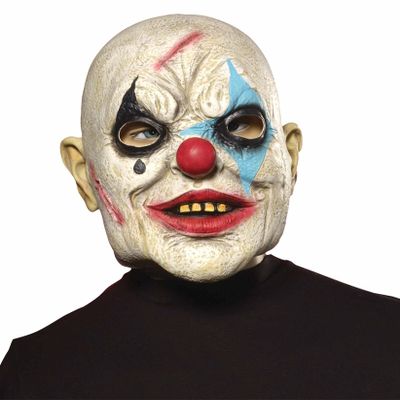 Forum Novelties Men's Bald Evil Clown Latex Costume Mask, As Shown, One Size