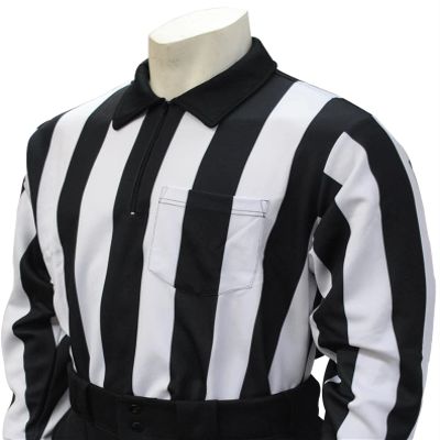 Smitty | FBS-118 | 2" Stripe Elite Performance Interlock Football Referee Long Sleeve Shirt | Official's Choice! (Small)