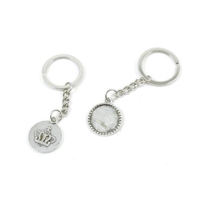 1 PCS Antique Silver Keyrings Keychains Key Ring Chains Tags Clasps Z4ZY4 Crown Cabochon Blank Base