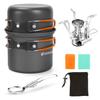 Odoland 6pcs Camping Cookware Mess Kit with Lightweight Pot, Stove, Spork and Carry Mesh Bag, Great for Backpacking Outdoor Camping Hiking and Picnic view 1