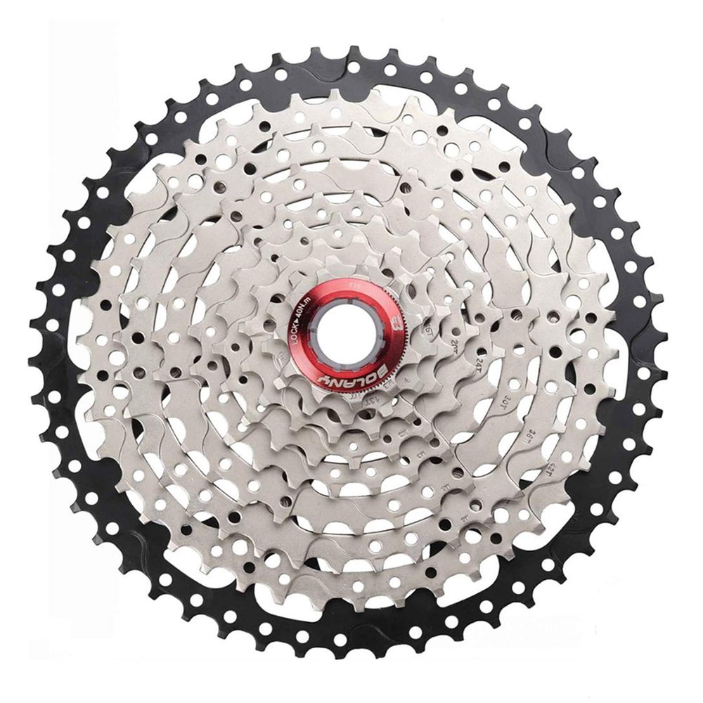 BOLANY 8-9-10-11-12 Speed Cassette 11-32T 11-36T 11-40T 11-42T 11-46T 11-50T 11-52T Wide Ratio MTB Bicycle Part Freewheel Sprocket (10 Speed 11-46T)