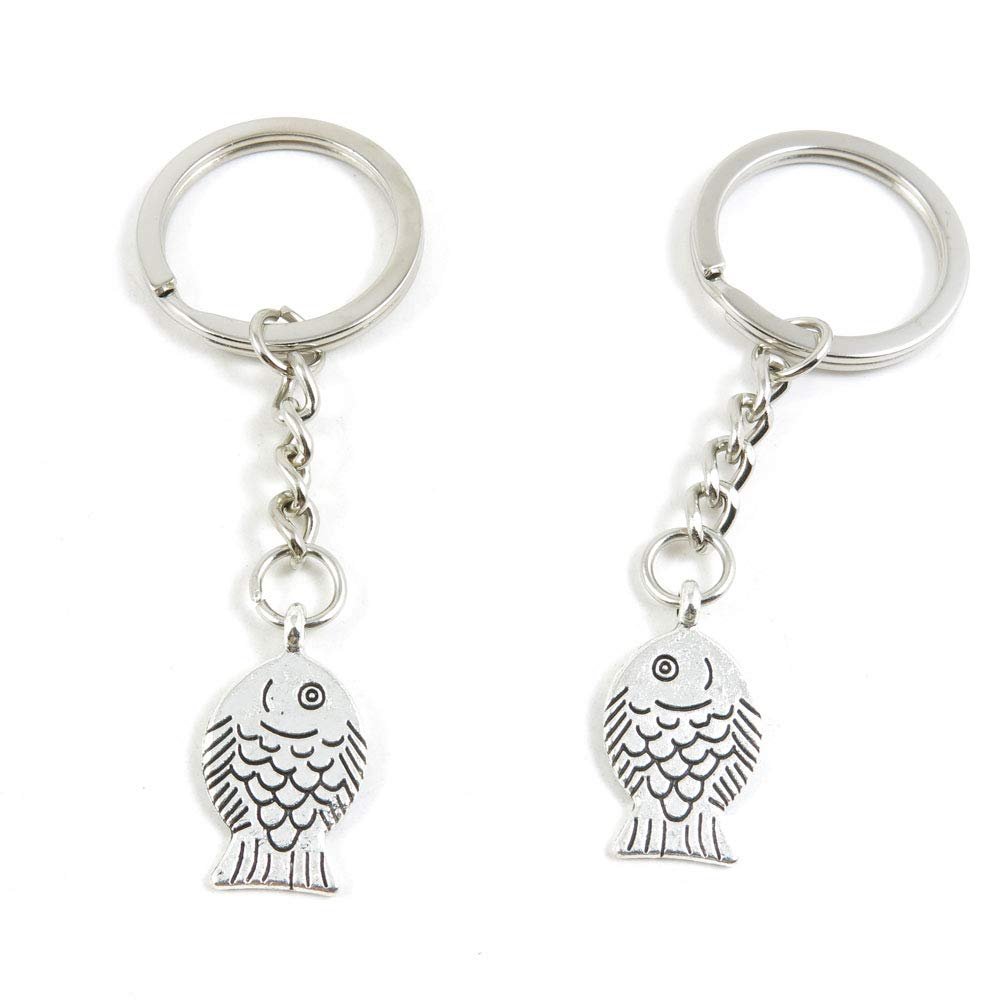 50 Items Metal Keychain Keyring Key Tags Chains Rings Jewelry Bag Charms T1ID7 Fish