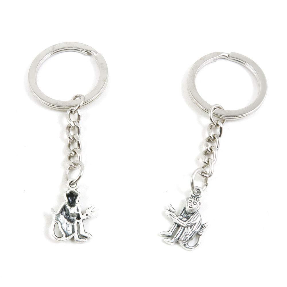 100 Items Metal Keychain Keyring Key Tags Chains Rings Jewelry Bag Charms U6VM7 Monkey