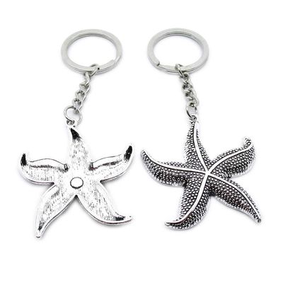 1 Item Metal Keychain Keyring Key Tags Chains Rings Jewelry Bag Charms ZB5O1 Sea Star Starfish