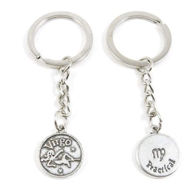 50 Items Metal Keychain Keyring Key Tags Chains Rings Jewelry Bag Charms K5PQ7 Virgo Tag