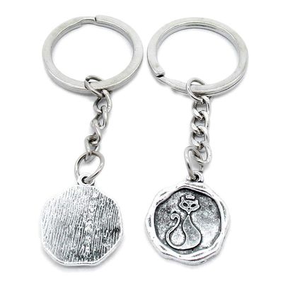 1 Item Metal Keychain Keyring Key Tags Chains Rings Jewelry Bag Charms T8YQ6 Crown Cat Kitten Tag
