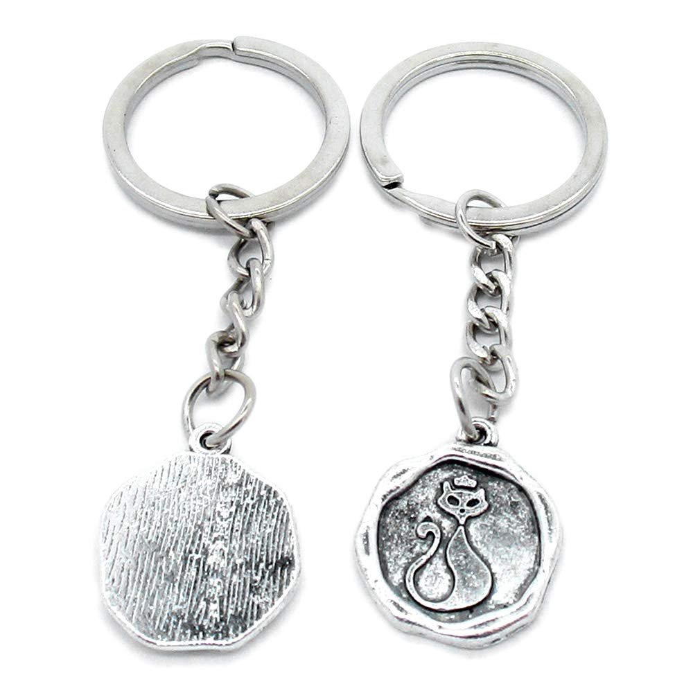 1 Item Metal Keychain Keyring Key Tags Chains Rings Jewelry Bag Charms T8YQ6 Crown Cat Kitten Tag