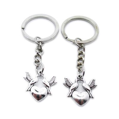 1 Item Metal Keychain Keyring Key Tags Chains Rings Jewelry Bag Charms YC2G1 Love Heart Pigeon Birds