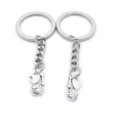 20 Items Metal Keychain Keyring Key Tags Chains Rings Jewelry Bag Charms YC6H6 I Love Volleyball
