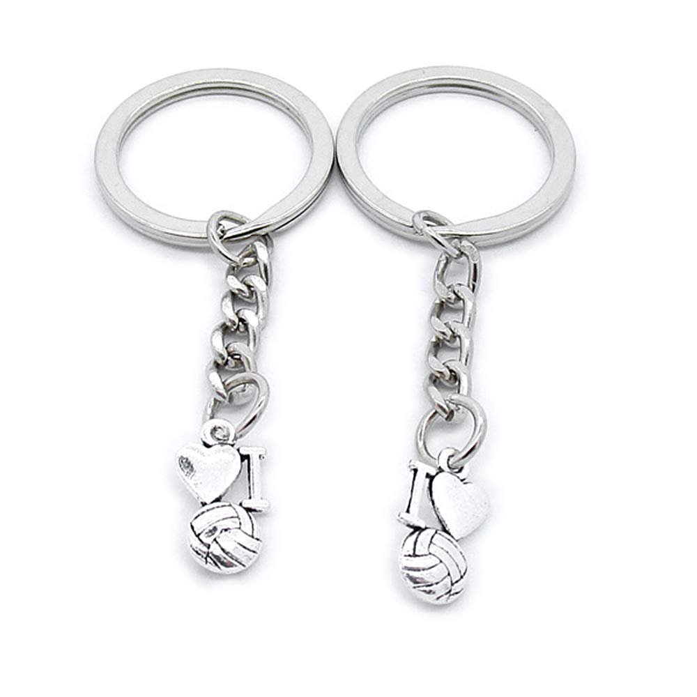20 Items Metal Keychain Keyring Key Tags Chains Rings Jewelry Bag Charms YC6H6 I Love Volleyball