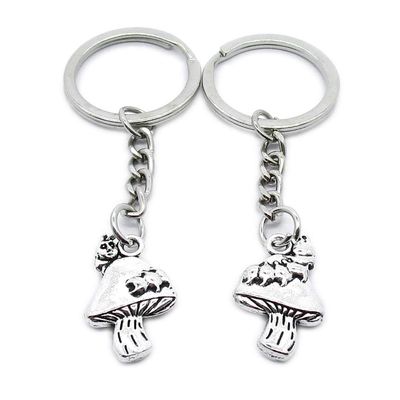 5 Items Metal Keychain Keyring Key Tags Chains Rings Jewelry Bag Charms SW3H4 Mushroom Worm