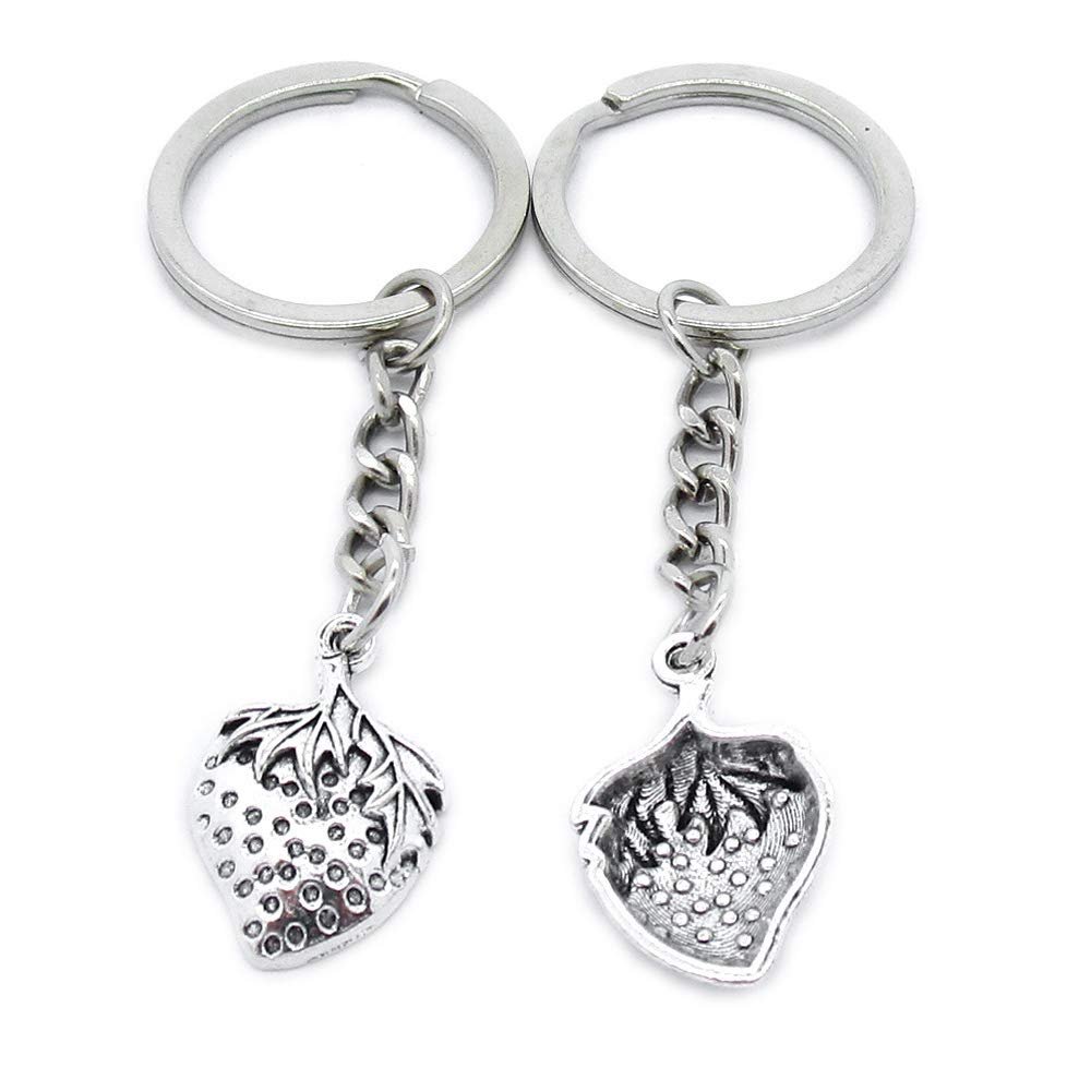 1 Item Metal Keychain Keyring Key Tags Chains Rings Jewelry Bag Charms RN6Q1 Fruit Strawberry