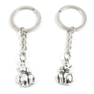 5 Items Metal Keychain Keyring Key Tags Chains Rings Jewelry Bag Charms W5FP4 Mother Child Parent Cat