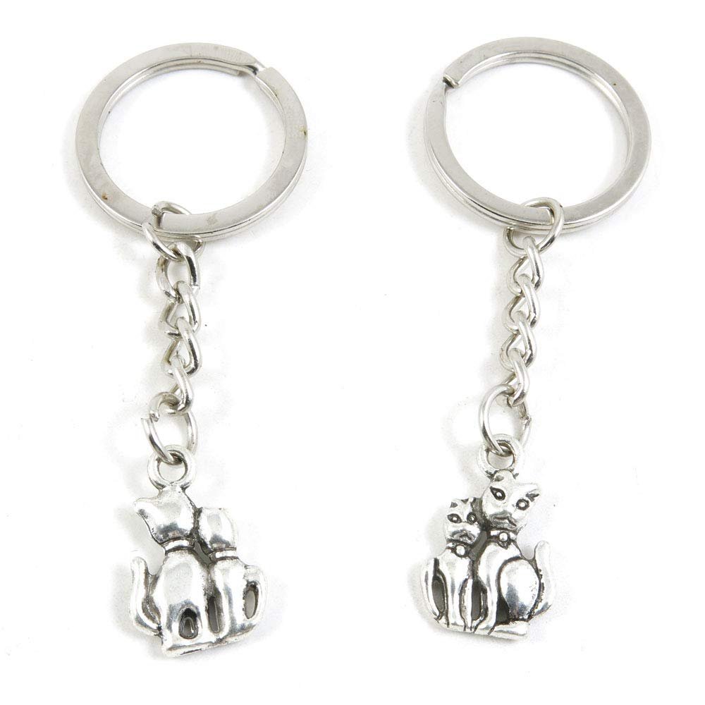 5 Items Metal Keychain Keyring Key Tags Chains Rings Jewelry Bag Charms W5FP4 Mother Child Parent Cat