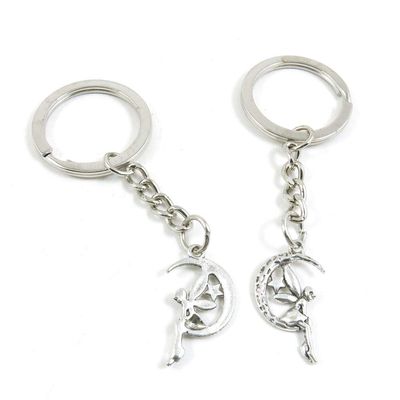 100 Items Metal Keychain Keyring Key Tags Chains Rings Jewelry Bag Charms U5PS7 Fairy Angel