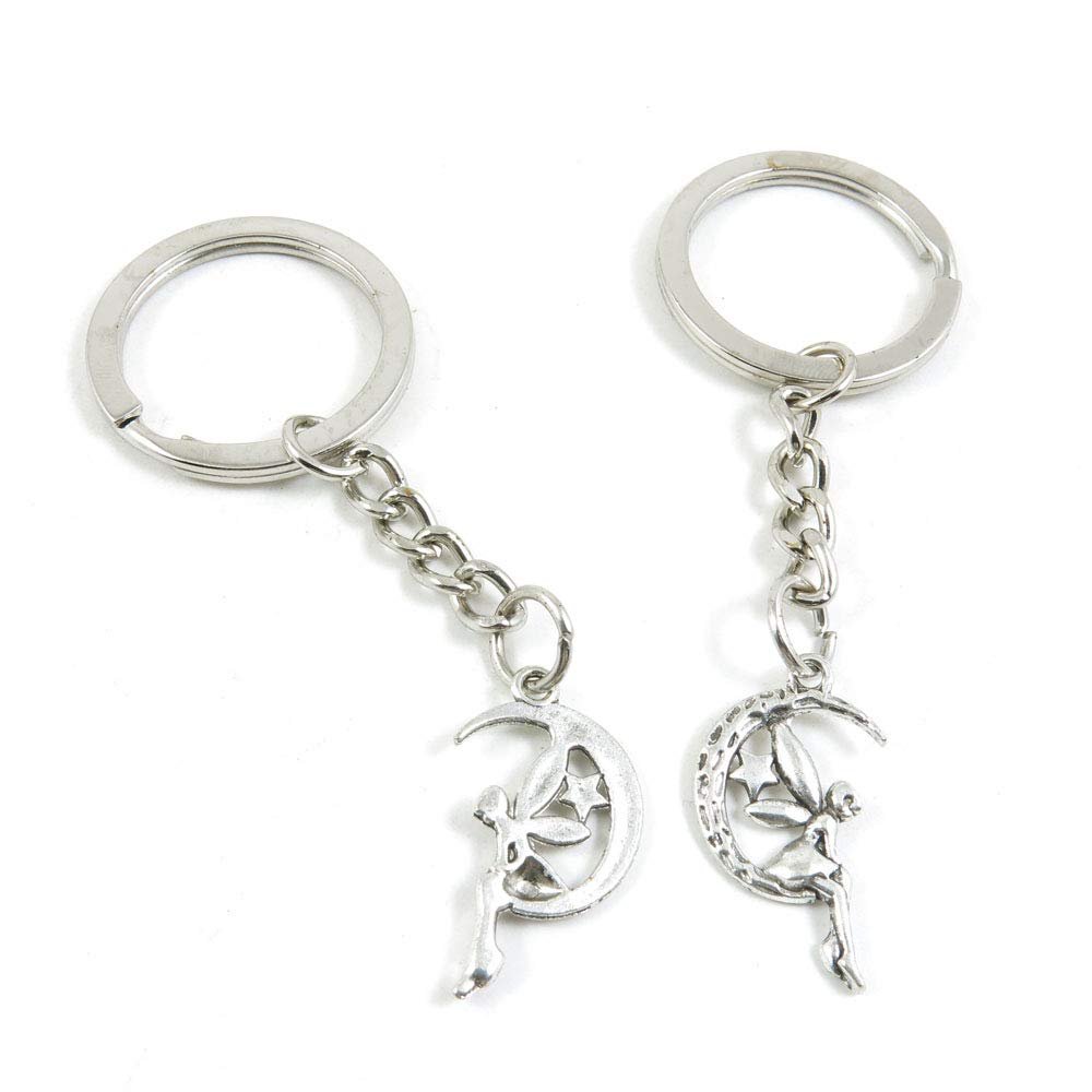 100 Items Metal Keychain Keyring Key Tags Chains Rings Jewelry Bag Charms U5PS7 Fairy Angel