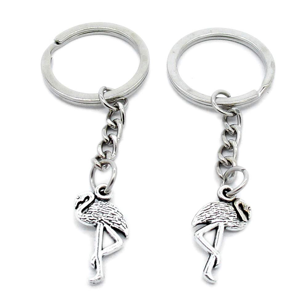 100 Items Metal Keychain Keyring Key Tags Chains Rings Jewelry Bag Charms X5PG9 Egretta Birds