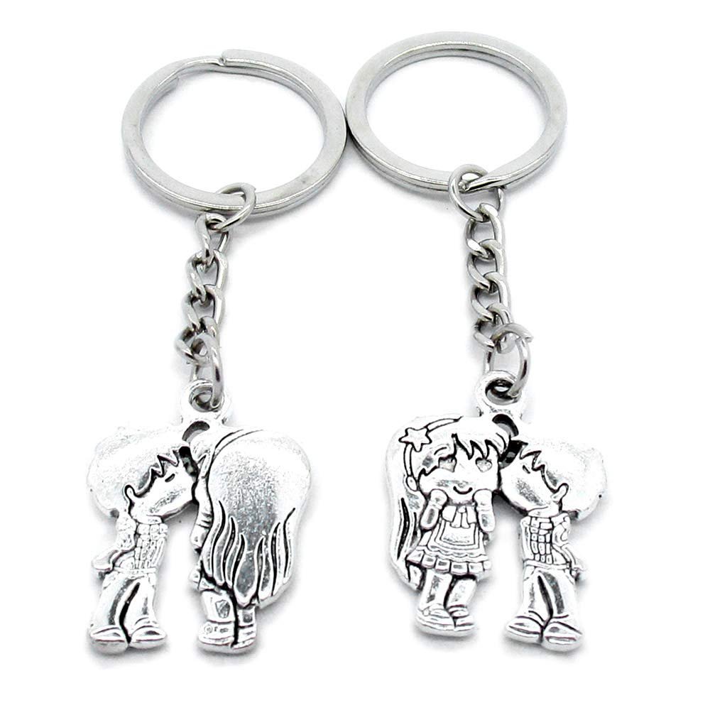 1 Item Metal Keychain Keyring Key Tags Chains Rings Jewelry Bag Charms P6ZA7 Lover Boy Girl