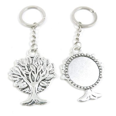 1 Item Metal Keychain Keyring Key Tags Chains Rings Jewelry Bag Charms N7IE1 Life String Tree Oak Cabochon Blank