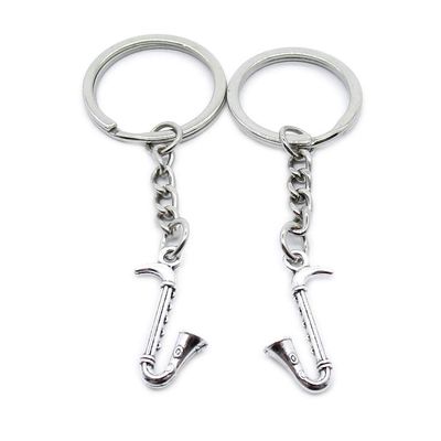 20 Items Metal Keychain Keyring Key Tags Chains Rings Jewelry Bag Charms SP7G4 Saxophone
