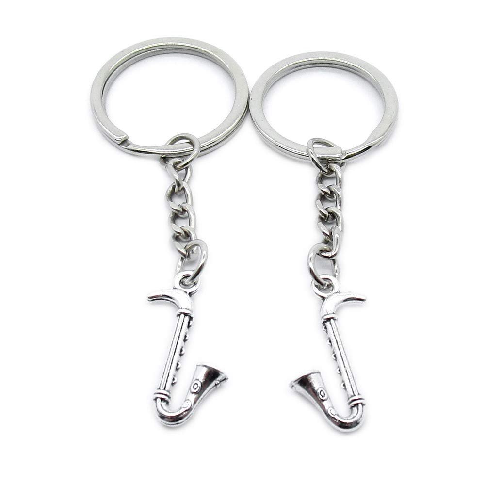 20 Items Metal Keychain Keyring Key Tags Chains Rings Jewelry Bag Charms SP7G4 Saxophone