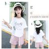 FTSUCQ Girls Trendy Floral Printed Shirt Top + Striped Shorts (110CM/3-4Y) view 4