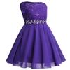 YONGHS Kids Flower Girls Wedding Dress Sequined Lace Chiffon Sleeveless Bridesmaid Pageant Formal Evening Gown Purple 8 view 3