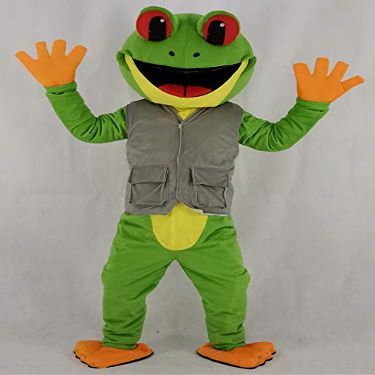 rushopn Green Tree Frog in Vest Mascot Costumes