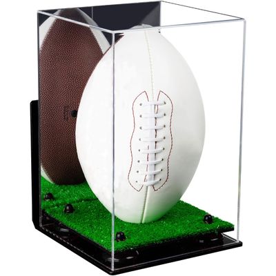 Football Display Case, Durable Clear Display Case with Mirror & Truf Base, Wall MountedCase for Full Size Footballs, Sports Memorabilia, Collectibles, Keepsakes, Autographed Balls Items (A060-BR)