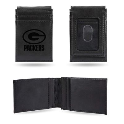 Rico Industries Laser Engraved Front Pocket Wallet, Green Bay Packers, Black, 2.75 x 4-inches