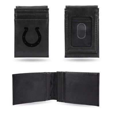 Rico Industries Laser Engraved Front Pocket Wallet, Indianapolis Colts, Black, 2.75" x 4"