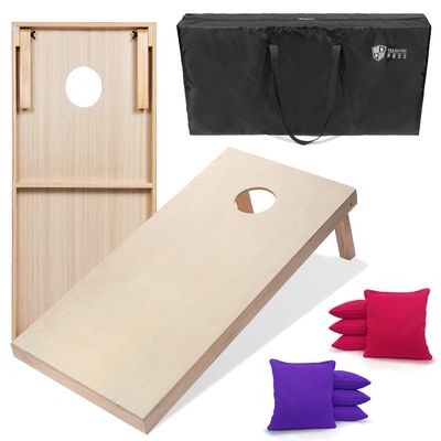 Tailgating Pros Premium Cornhole Game - Regulation or Tailgating Size Corn Hole Boards w/Corn Filled Bean Bags & Optional LED Lights