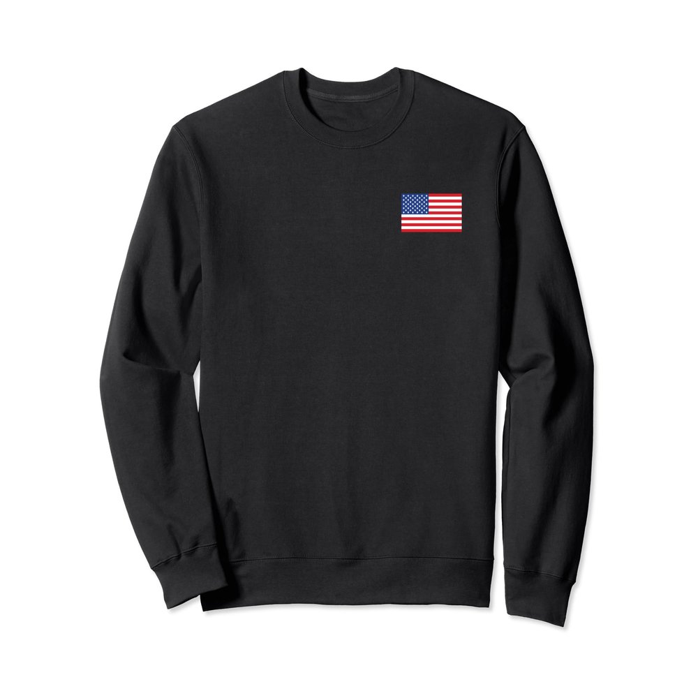 US American Flag Pocket Print Pullover Crewneck Sweatshirt