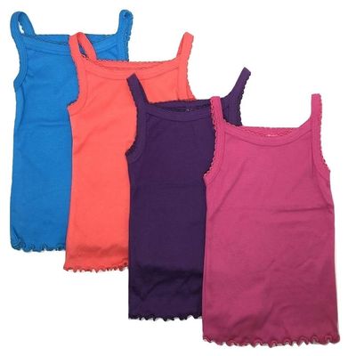 I&S Girl's 4 Pack Soft Cotton Cami Spaghetti Strap Tank Top Undershirts (10, Dark Colors)