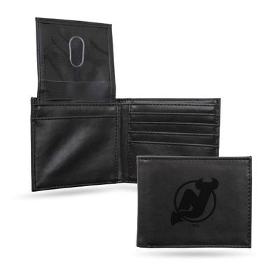 NHL New Jersey Devils Laser Engraved Billfold Wallet, Black