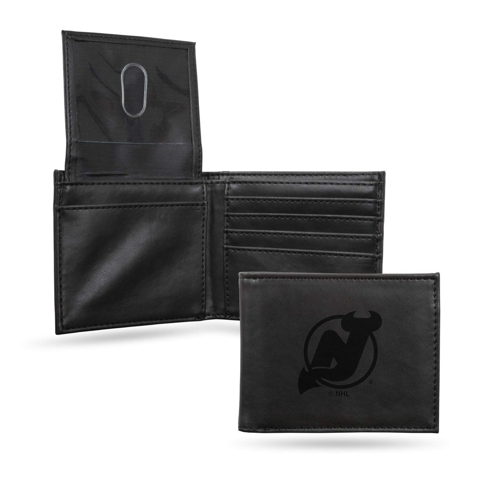 NHL New Jersey Devils Laser Engraved Billfold Wallet, Black